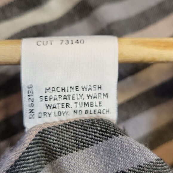 Guess Vintage 90s Men's Gray Striped Butyon Up Shirt Western Grunge Neutral - Picture 8 of 10